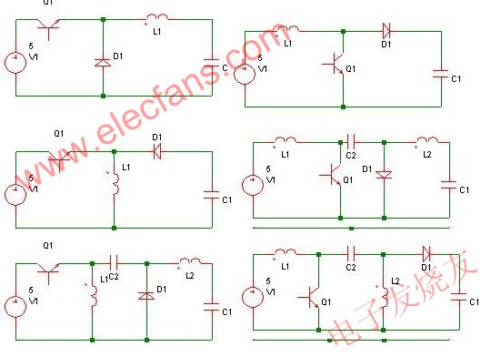 依次為buck,boost,buck-boost,cuk,zeta,sepic變換器 www.zgszdi.cn